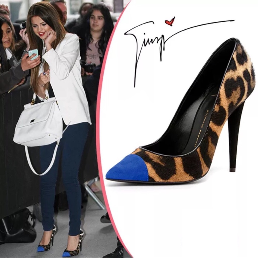 Giuseppe Zanotti Leopard Calf Hair Blue Suede 39